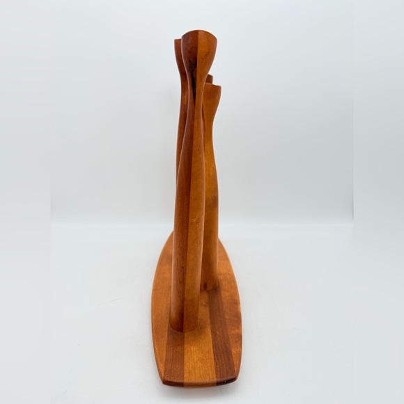 Vintage Danish Modern Teak Candlesticks | Tulip Form | MCM Scandinavian - Picture 7 of 14